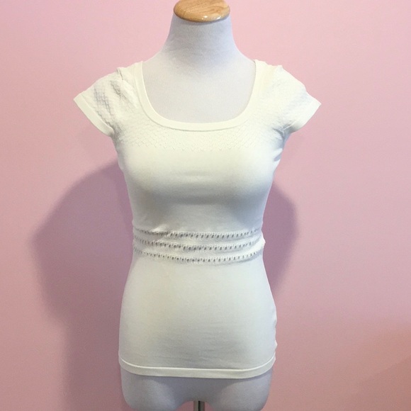 Bebe Off White Intricate Detail Top Sz XS - Picture 1 of 7